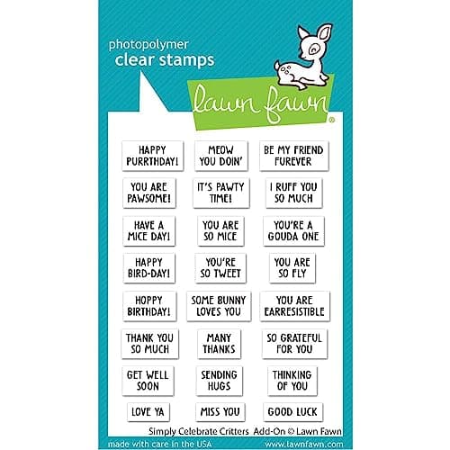 LAWN FAWN Simply Celebrate Critters Add Clear Stamps 3"X4"