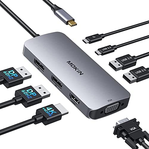USB C Docking Station Dual DisplayPort 8 in 1 USB Hub with 2 DP HDMI VGA USB C 20 A 20 PD Charging Port Multi Monitor Adapter for DellHPLenovo Laptops