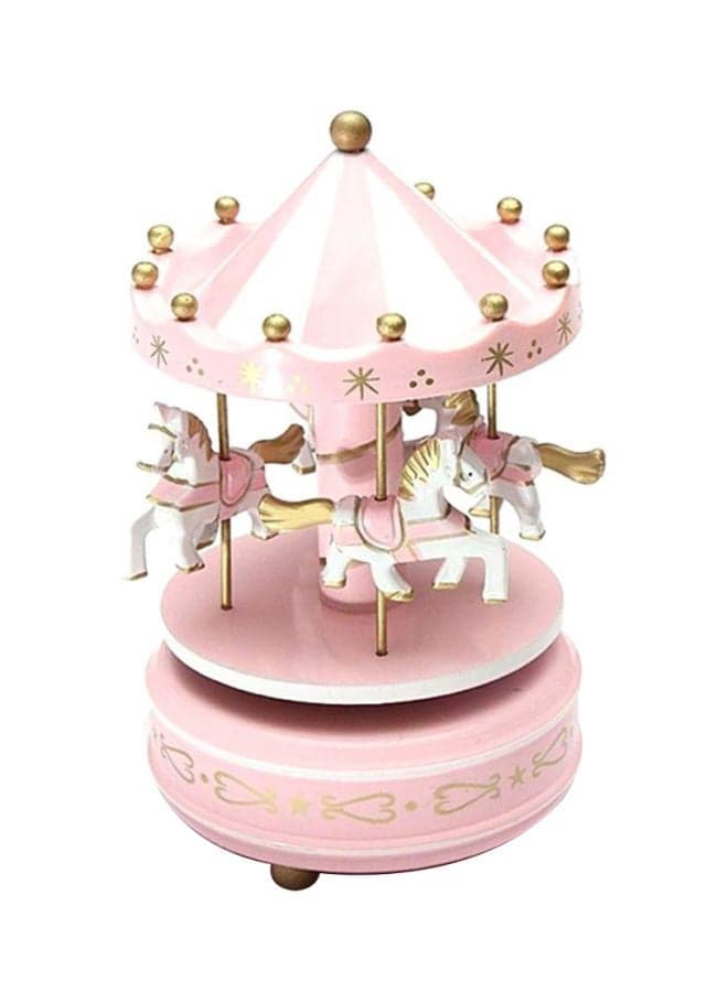 Merry Go Round Carousel Music Box Pink 18x10cm