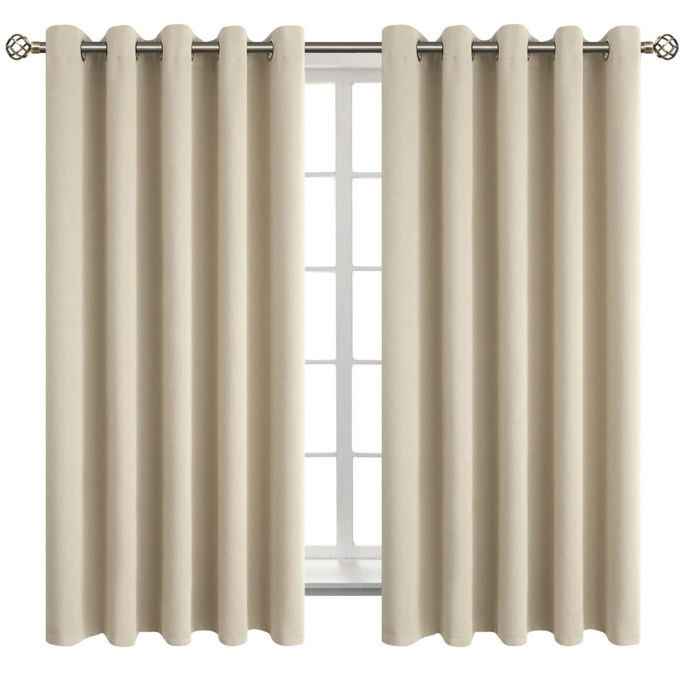 BGment Room Darkening Curtains 63 Inches Long Grommet Thermal Insulated Drapes Window Treatment Curtains for Bedroom 2 Panels 70 x 63 Inch Beige