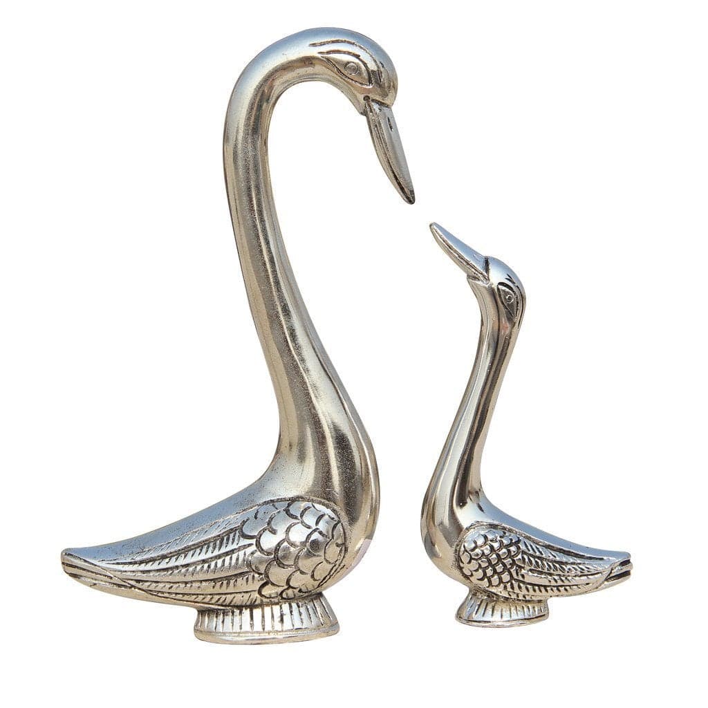 Handicrafts Paradise Aluminium Metal Swan Showpiece Set 13 cm x 5 cm x 216 cm