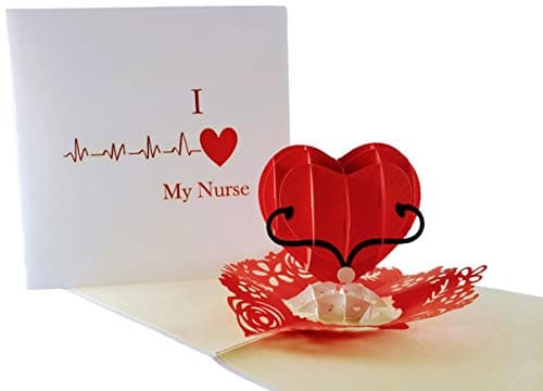 iGifts And Cards Unique I Heart My Nurse 3D Pop Up Greeting Card – Thank You, Appreciation, Congrats, Half-Fold, Love, Funny, Best, Medical, Healthcare, Hospital, Wonderful, Special
