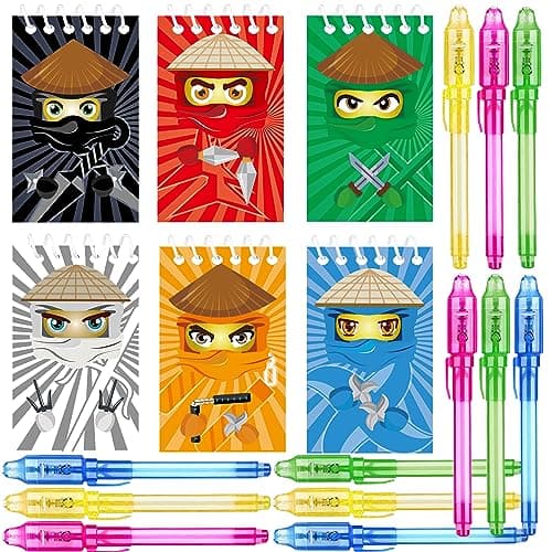 Jiaoohoo Ninja party favors 12 invisible ink pen and 12 mini Notepads Ninja party Goodie Bag Stuffersninja party supplies