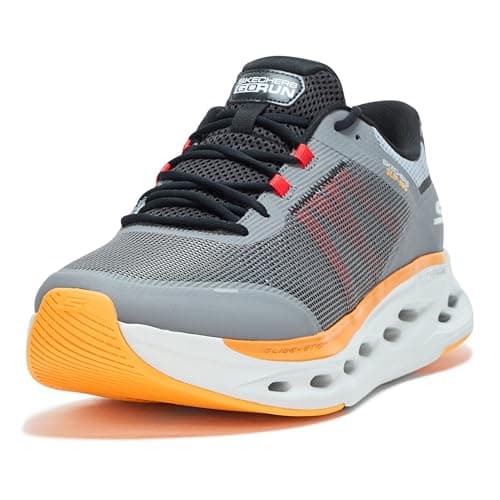 Skechers Men's Max Cushioning Glide Step Aberdeen Hands Free Slip-Ins Sneaker, Gray/Multi, 9.5