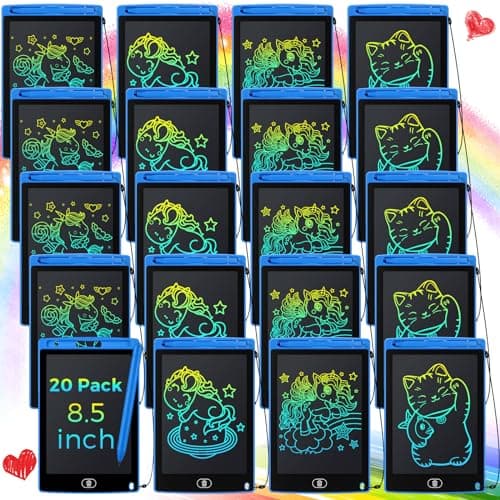 Zhehao 20 Pack LCD Writing Tablet for Kids 85 Inch Colorful Drawing Doodle Boards Reusable Erasable Doodle Board Educational Learning Toys Gifts for Toddlers Ages 38 Party FavorsBlueClassic