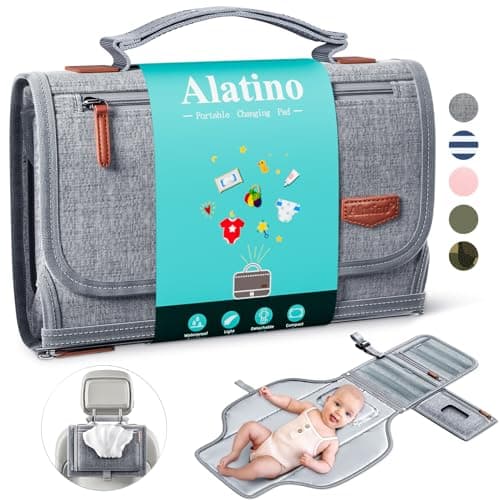 Portable Diaper Changing Pad for Baby Detachable Travel Changing Pad with Baby Wipes Pocket Gifts for Baby Shower Newborn Girls and Boys Grey