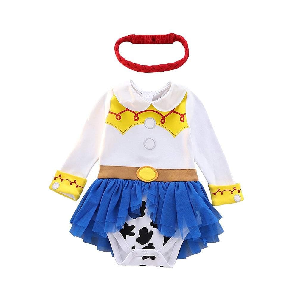 Dressy Daisy Baby Girls Cowgirls Princess Onesie Costume Romper Bodysuit Halloween Birthday Dress Up with Headband Size 69 Months
