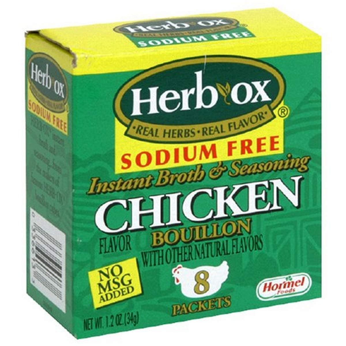 HERB-OX Sodium Free Chicken Bouillon Packets, 1.5 oz, (Pack of 12)
