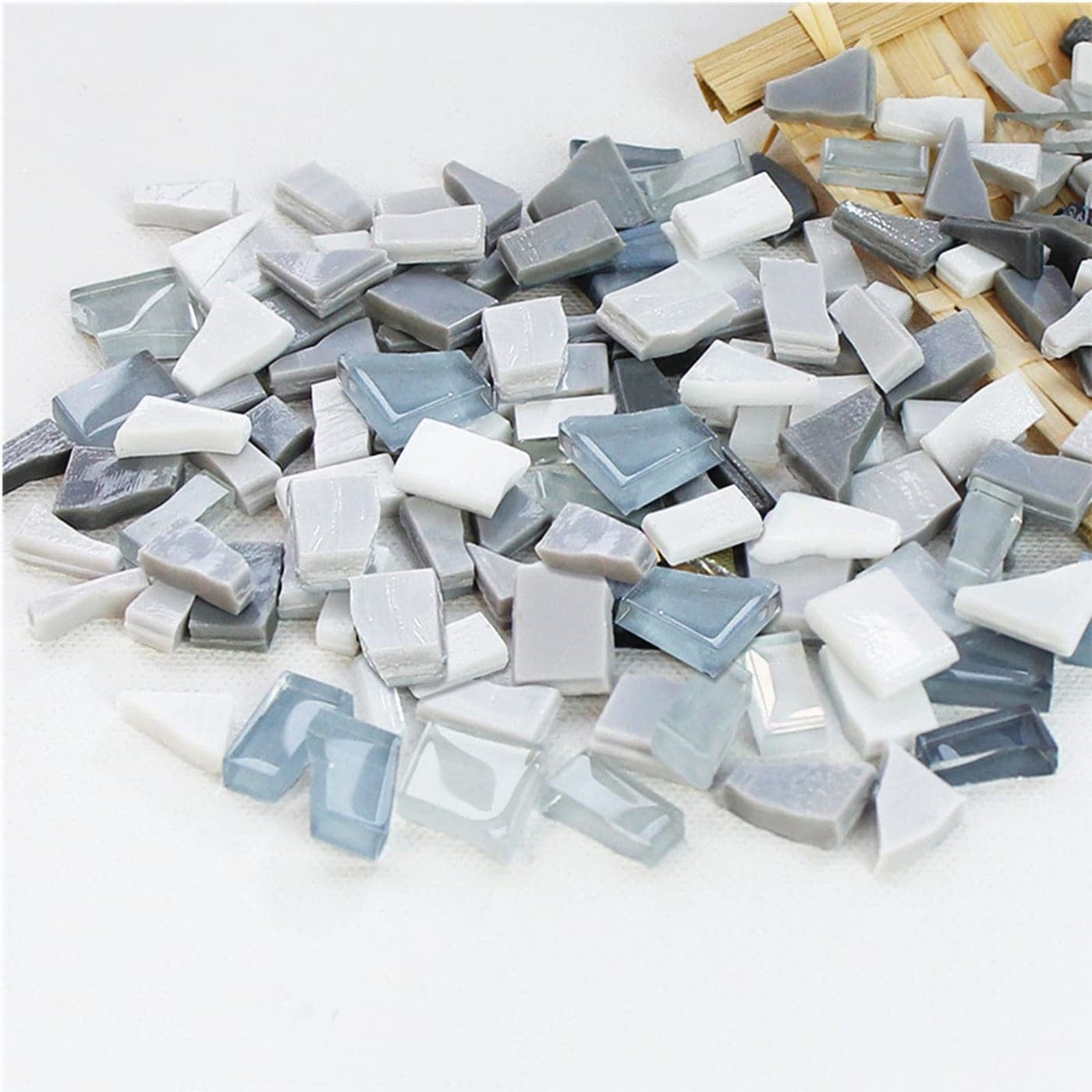 11lb Irregular Crystal Mosaic TilesSmall Mosaic Tile DIY Hobbies Children Handmade Crystal Craft for Crafts Bulk DIY Picture Frames Handmade Jewelry Coaster Gray Series