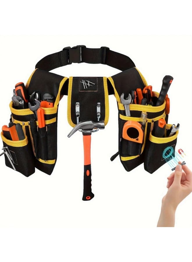 1pcs Magnetic Heavy Duty Tool Bag with 26 Straps Adjustable Work Belt for Carpenter Electrician Construction Detachable Tool Belt Set Multi Pocket Ergonomic Design Ideal