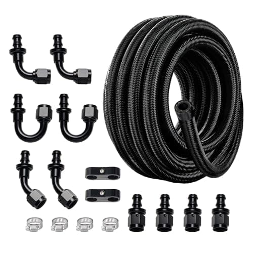 EVIL ENERGY 58 10AN Fuel Line Kit 10AN Transmission Cooler Lines with Push On Fitting Nylon Braided Fuel Line Hose CPE 20FT