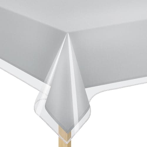 Elaine Karen Clear Plastic Table Cover Protector 100% Waterproof Table Protector Crystal Clear Plastic Tablecloth Cover for Dining Table Heavy Duty Vinyl, 70" Round
