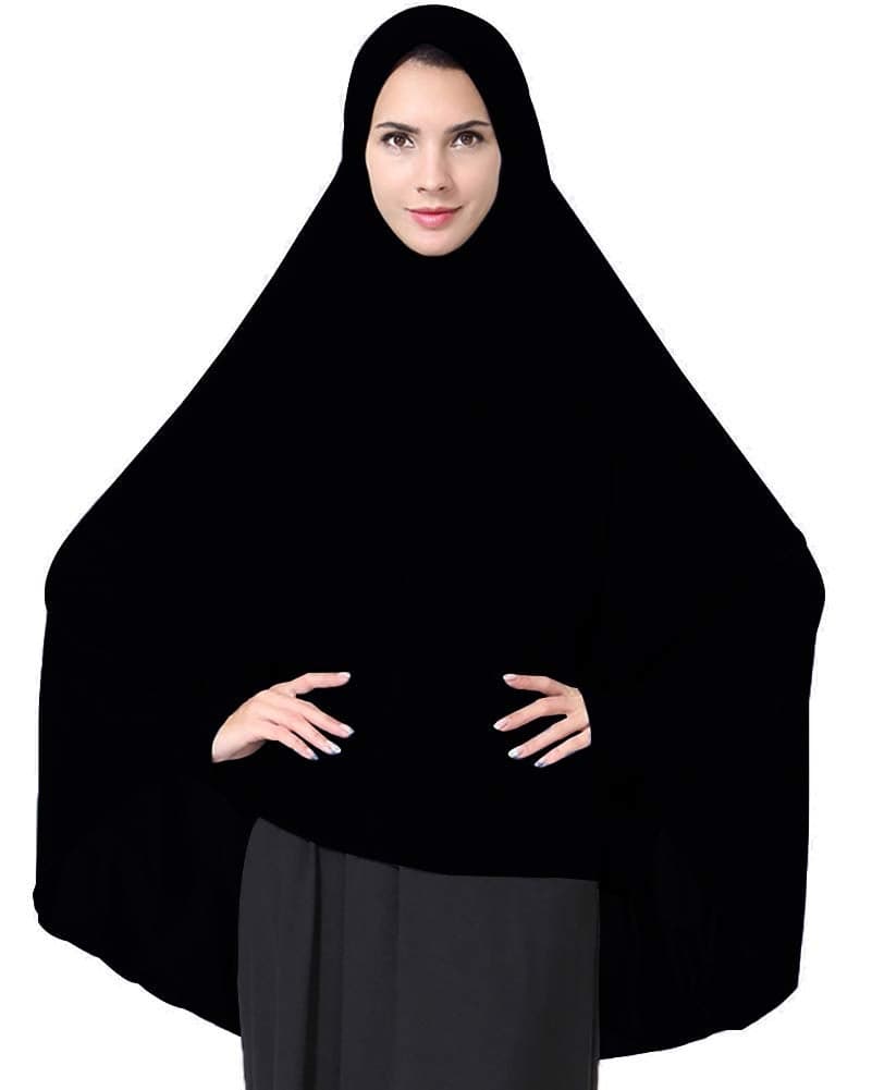 Women's Elegant Modest Muslim Islamic Ramadan Soft Lightweight Jersey Hijab Long Scarf, Black, L