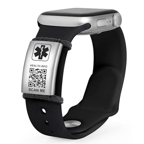 Theluckytag Medical Alert ID Tag for Watch Band Engraved QR Code Watch Safety Plate, Fitness Runners ID tag for Sport Smartwatch - More Space Custom Emergency Medical Info-Without Watchband