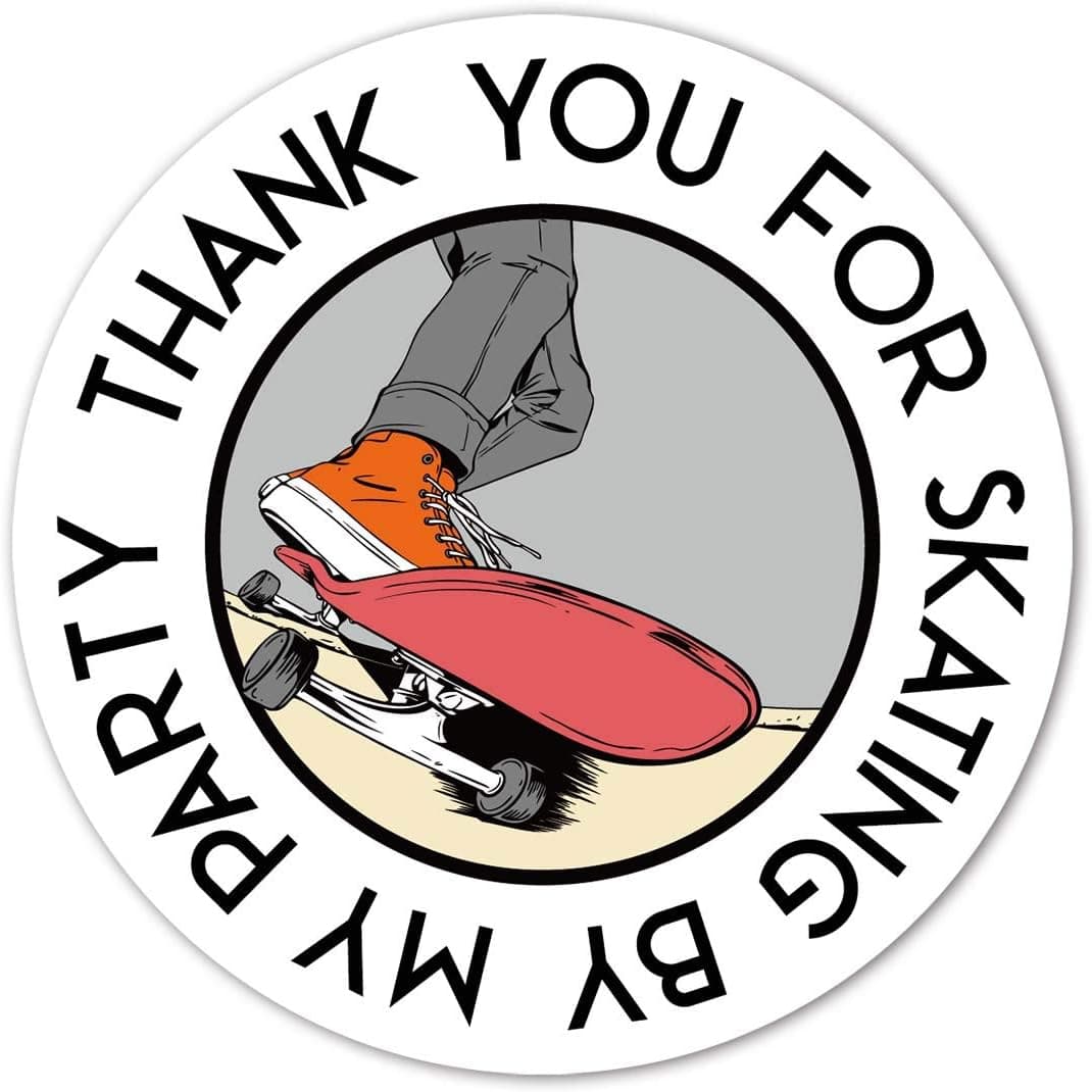 Skateboard Thank You Stickers 40Pack 2 Skateboarding Extreme Sports Birthday Party Labels Decorations