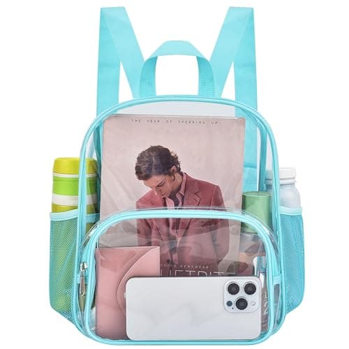 Busiuw Clear Backpack for Stadium Events 12x12x6 with Front Pocket for Concert Sport Fashion Women Backpack Events Work Travel(Aqua)