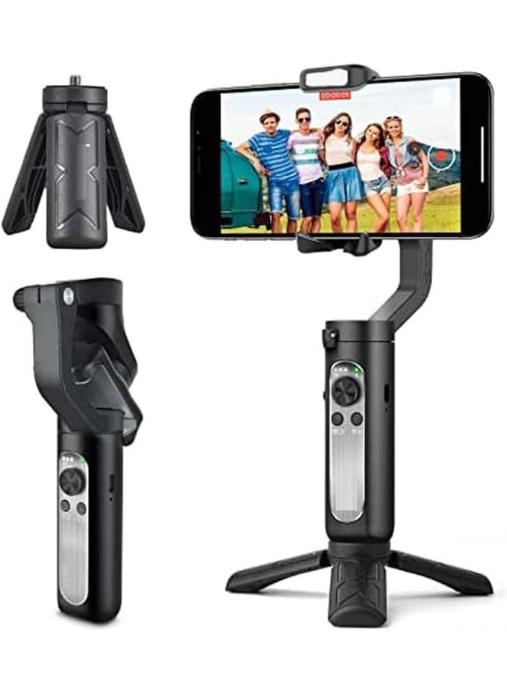 Smart 3-Axis Gimbal Stabilizer for iPhone, Android & Action Cameras – Handheld Phone Gimbal with Face Tracking, Object Tracking, Long Battery Life, Tripod Mount – Vlog & YouTube Video Stabilizer