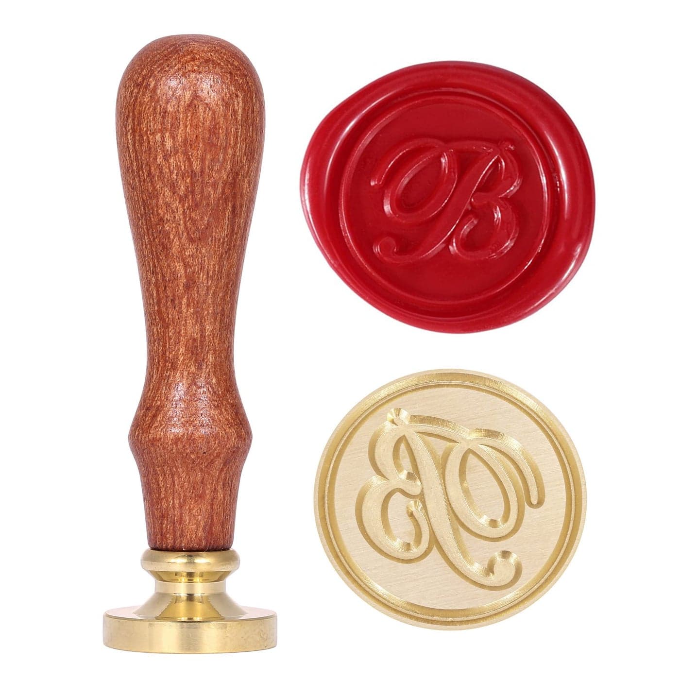 Letter B Wax Seal Stamp, Yoption Vintage Retro Brass Head Wooden Handle Alphabet Letter Initial Wax Classic Sealing Wax Seal Stamp (B)