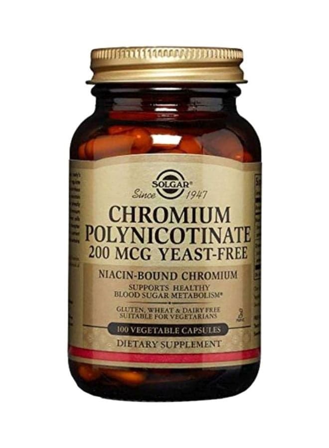Chromium Polynicotinate Dietary Supplement 200mcg - 100 Capsules