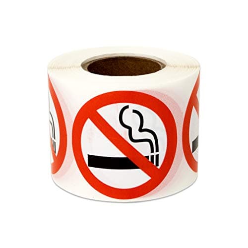 No Smoking Sign - 1.5" Round Circle Dots for Business Home Vehicles Stickers Small No Smoking Signs Prohibido Fumar for Indoors Use - 300 Labels/Roll, 1 Rolls = 300 Labels