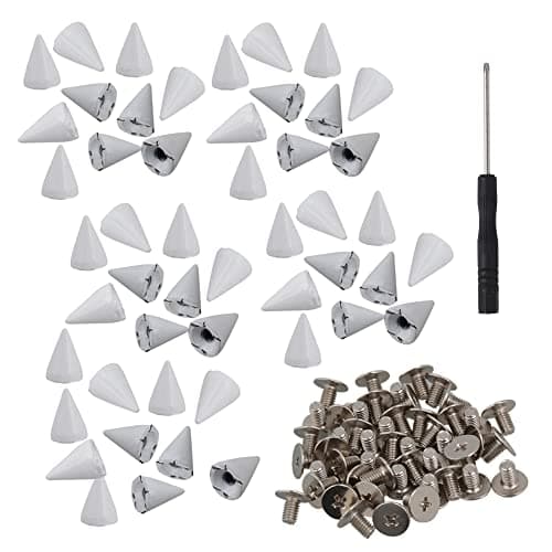 RDEXP DIY Decoration Leathercraft Shoes Cone Spikes Screwback Rivet Studs Pack of 50 (White)