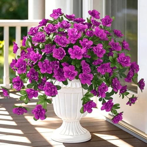 Dolicer Artificial Flowers for Outdoors 2 Bundles UV Resistant Fake Purple Artificial Outdoor Plants Look Real for Outside Front Faux Door Porch Patio Balcony Decor