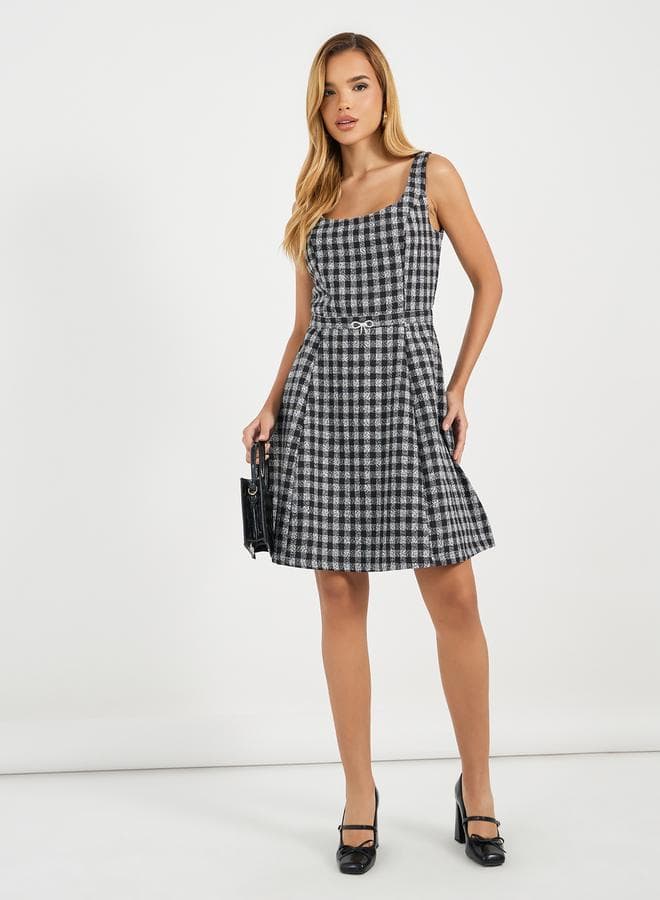 Checkered Fit & Flare Dress — 2XL