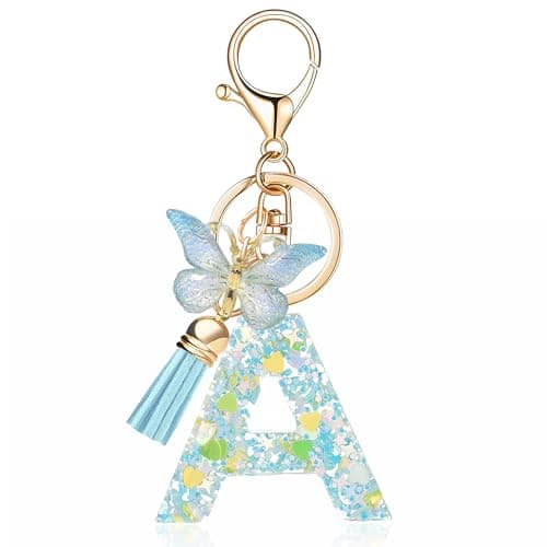 OKAICEN Fashion Alphabet Initial Letter Keychains for Women Butterfly Pendant Key Ring for Wallet Backpack bag charm('A')