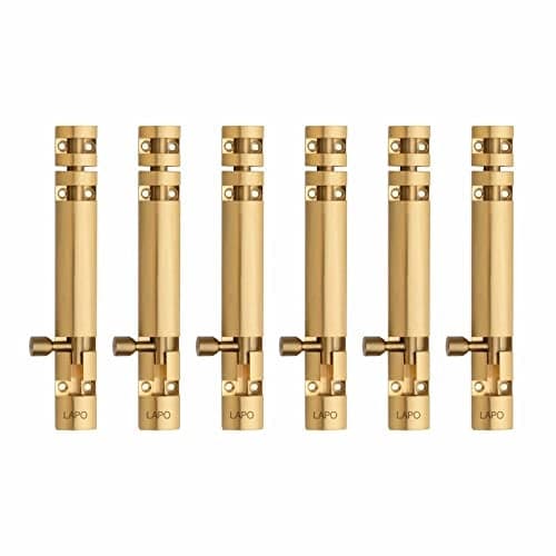 LAPO 6 Pack Heavy Duty Aluminium 8 Inch Tower Bolt for Home,Offices Door and Window/Tower Bolt for Main Door/Door Latch/Kundi/Chitakini/Door Latch for Main Door and Window (PVD Gold Finish, Pack of 6)