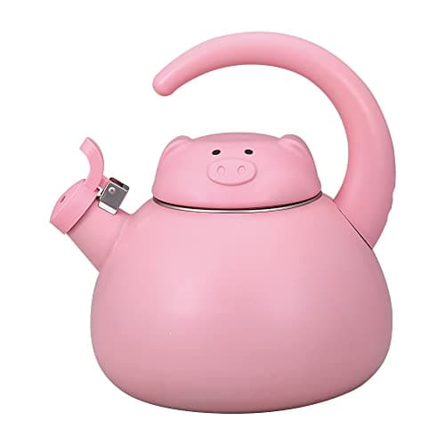 Whistling Tea Kettle for Stove Top Enamel on Steel Teakettle, Supreme Housewares Pink Pig Design Teapot Water Kettle Cute Kitchen Accessories Teteras (2.1 Quart, Pink Pig)