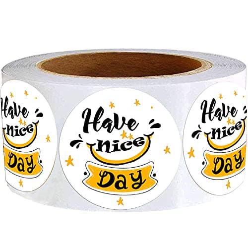 2 Inch Have a Nice Day Stickers,Decorative Business ,Envelope Sealing,Thank You Adhesive Packaging Labels for Tool Boxes,Laptops,500 Pcs Per Roll