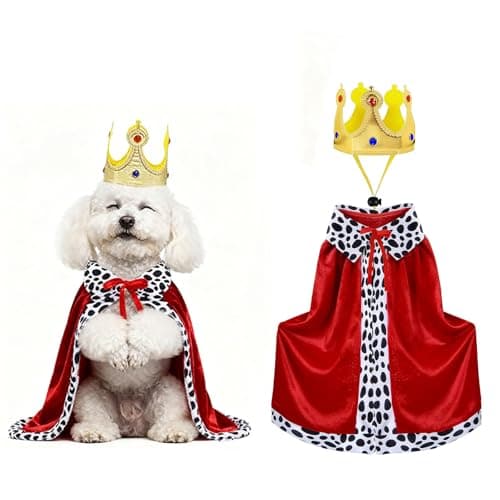 Small Dog King Costume for Christmas - Dog Christmas Costumes,Funny Pet Christma Costumes for Dogs and Cat,Small Xmas Dogs Costume with Cape and Crown(S)