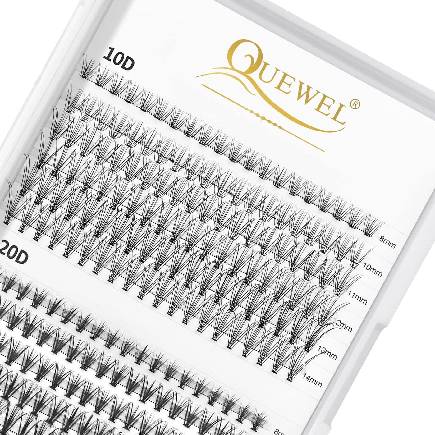 QUEWEL Cluster Lashes 240Pcs 10D20D D Curl Mix814mm Lash Extensions SoftNatural False Eyelashes Individual DIY Eyelash Extension at Home10D20D D MIX814
