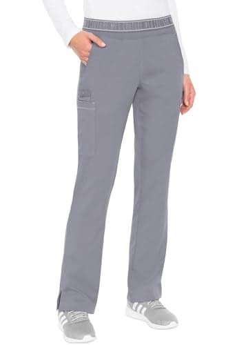 Med Couture Women's Yoga Pull-On Pant with 7 Pockets Ultra-Soft Rib-Knit Waistband and 2-Way Stretch Technology - MC7739T, XS Tall, Cloud