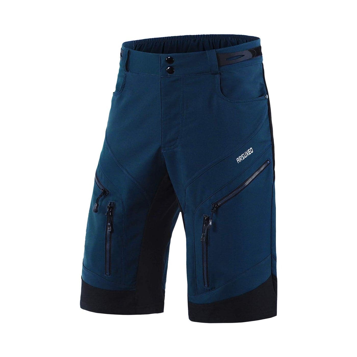 ARSUXEO Mens Loose Fit Cycling Shorts Mountain Bike Shorts Water Ressistant 190320 Dark Blue Size XLarge