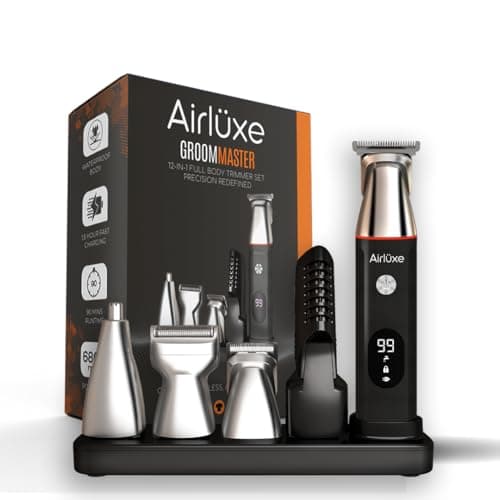 Airluxe 12-in-1 Multi Grooming Machine Kit for Men | Beard shaving, Body, Hair, Nose & Ear Trimmer | IPX7 Waterproof | 90 Min Runtime | Magnetic Blade | Shaver for man | 1 year warranty