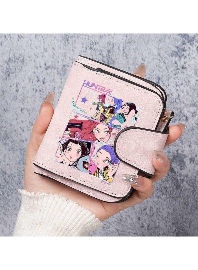 Kpop Demon Hunter PU Wallet - Multi-Compartment Credit Card Holder Passport Case Themed Print Portable Wallet Fan Support Storage Wallet