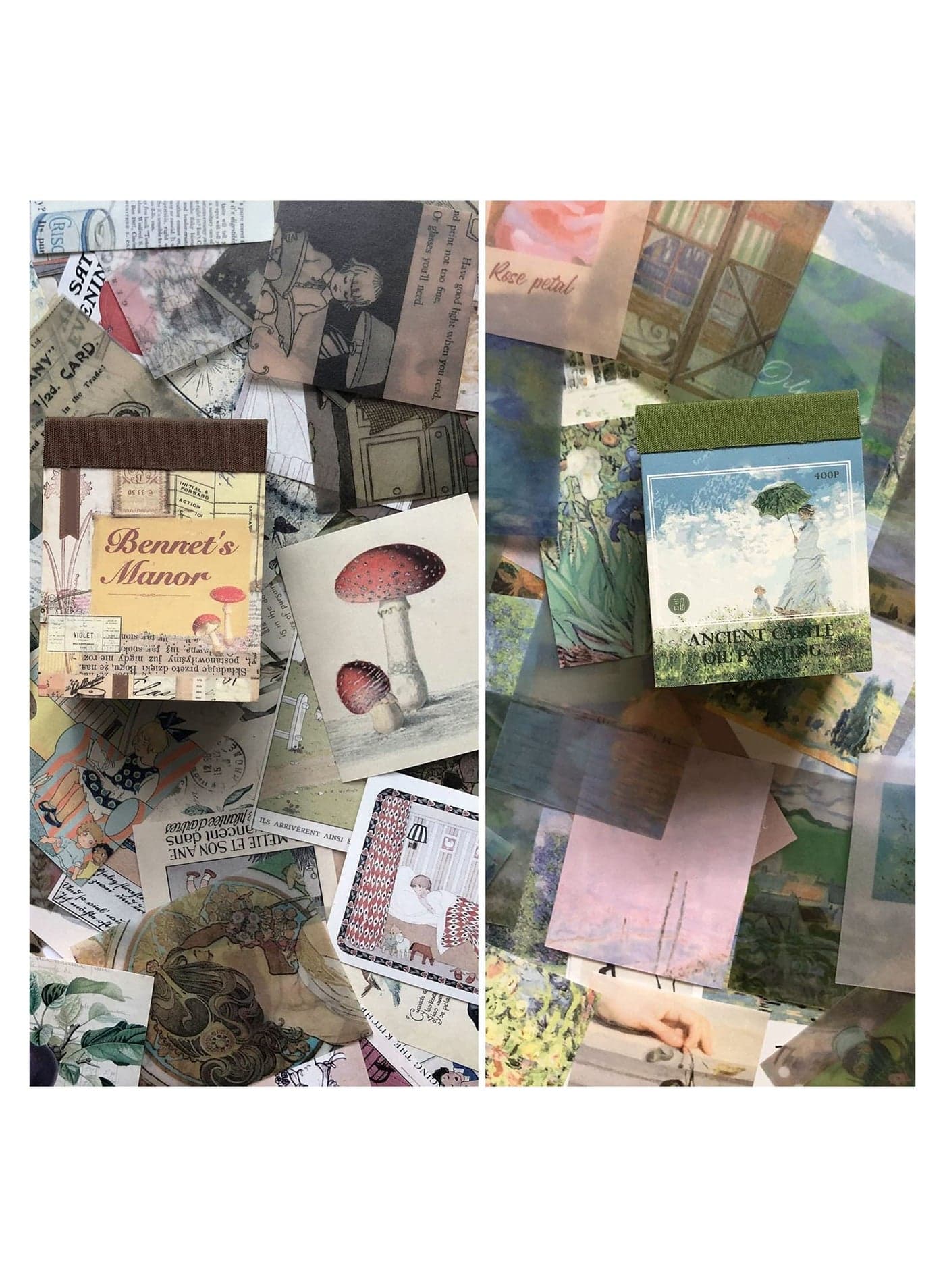 800 Sheets Scrapbooking Material Paper Vintage Bullet Journaling Paper Collection DIY Decorative Craft Paper Journal Embellishment Supplies Animal Plant Flower News Paper Letter (Castle & Manor)