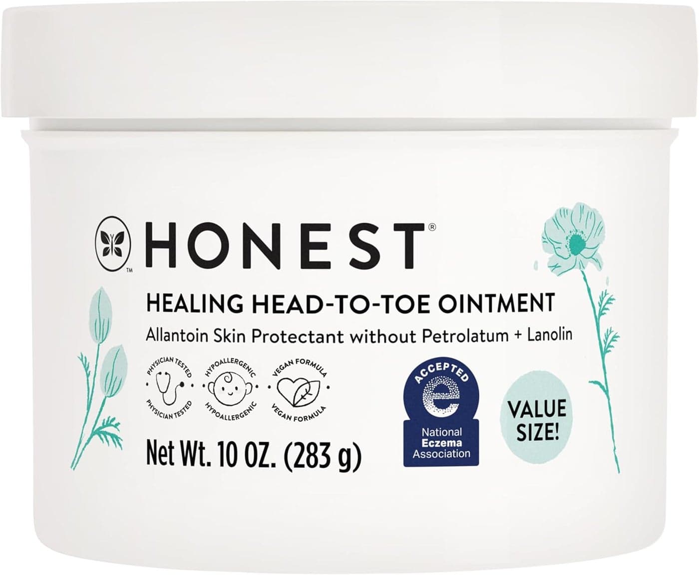 The Honest Company Head to Toe Multi-Purpose Healing Ointment | Gentle for Baby | Hypoallergenic, Vegan, Allantoin-Powered | Value Size, 10 oz
