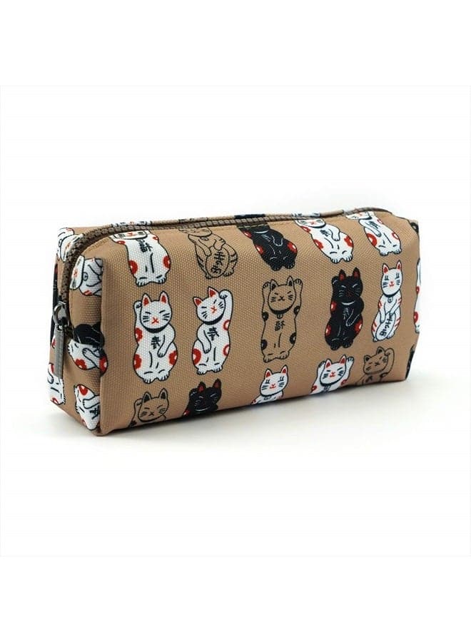 Lucky Japanese Cat Pencil Case Cute Maneki Neko Cat Pencil Bag Pouch Case Makeup Cosmetic Bag Kawaii Gadget Box Stationary