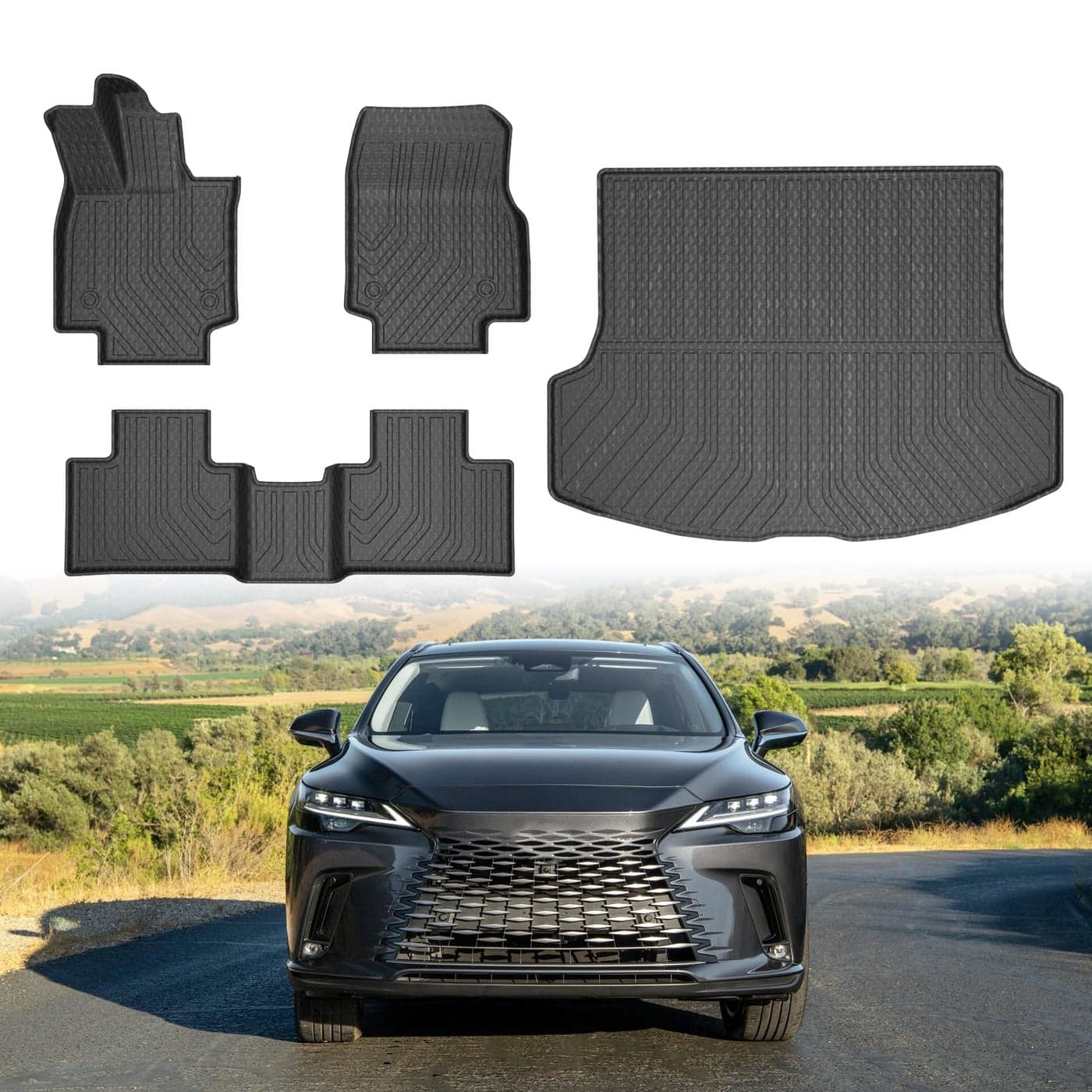 Mixsuper Liner Custom Floor Mats for Lexus RX RX350 RX350h RX500h 20232025 2026 Not for RX450h PHEV All Weather Trunk Mat and 2 Row Floor Liners Set Black