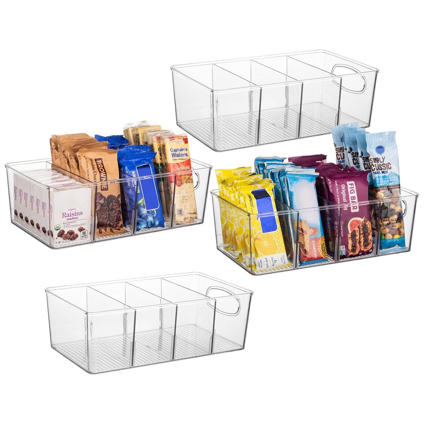 Pantry Organizers and Storage and Cabinet Organizer 4 Pack Kitchen Organizers and Storage Great Fridge or Snack Organizer Perfect in Refrigerator or Cupboard Shelf