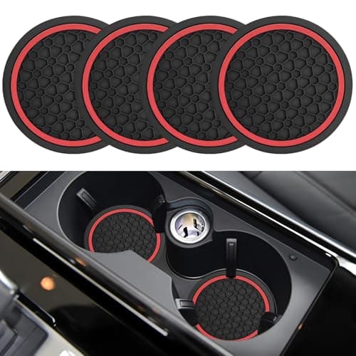 4PCS Car Cup Holder CoastersUniversal Auto NonSlip Insert Water Bottle Holder PadsDustproof Automotive Interior Accessories Mat for VehiclesTrucksRVs and More BlackRed