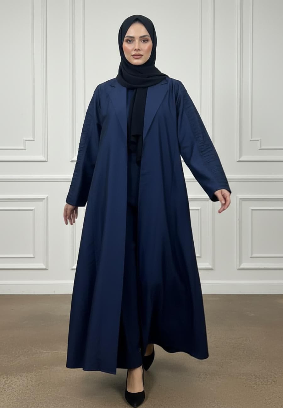 Ruched Sleeve Abaya | Cotton-Blend Fabric-929