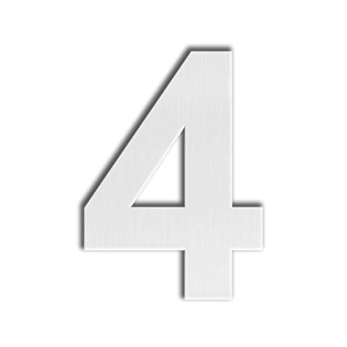 QT Modern House Number - 6 Inch - Brushed Stainless Steel (Number 4 Four), Floating Appearance, Easy to install and made of solid 304