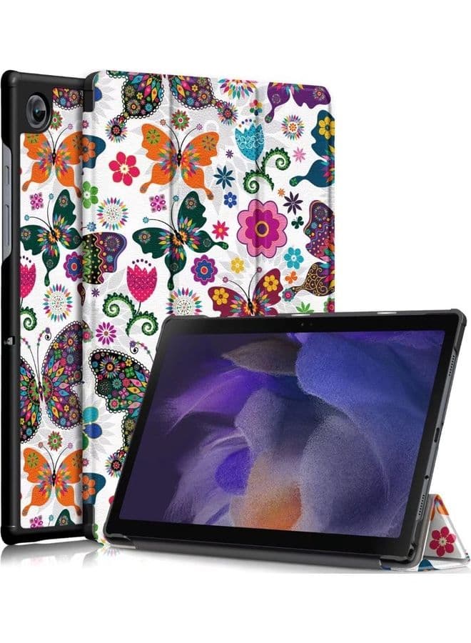 erfly Print Flip Cover For Samsung Galaxy Tab A8 2021 Multicolour