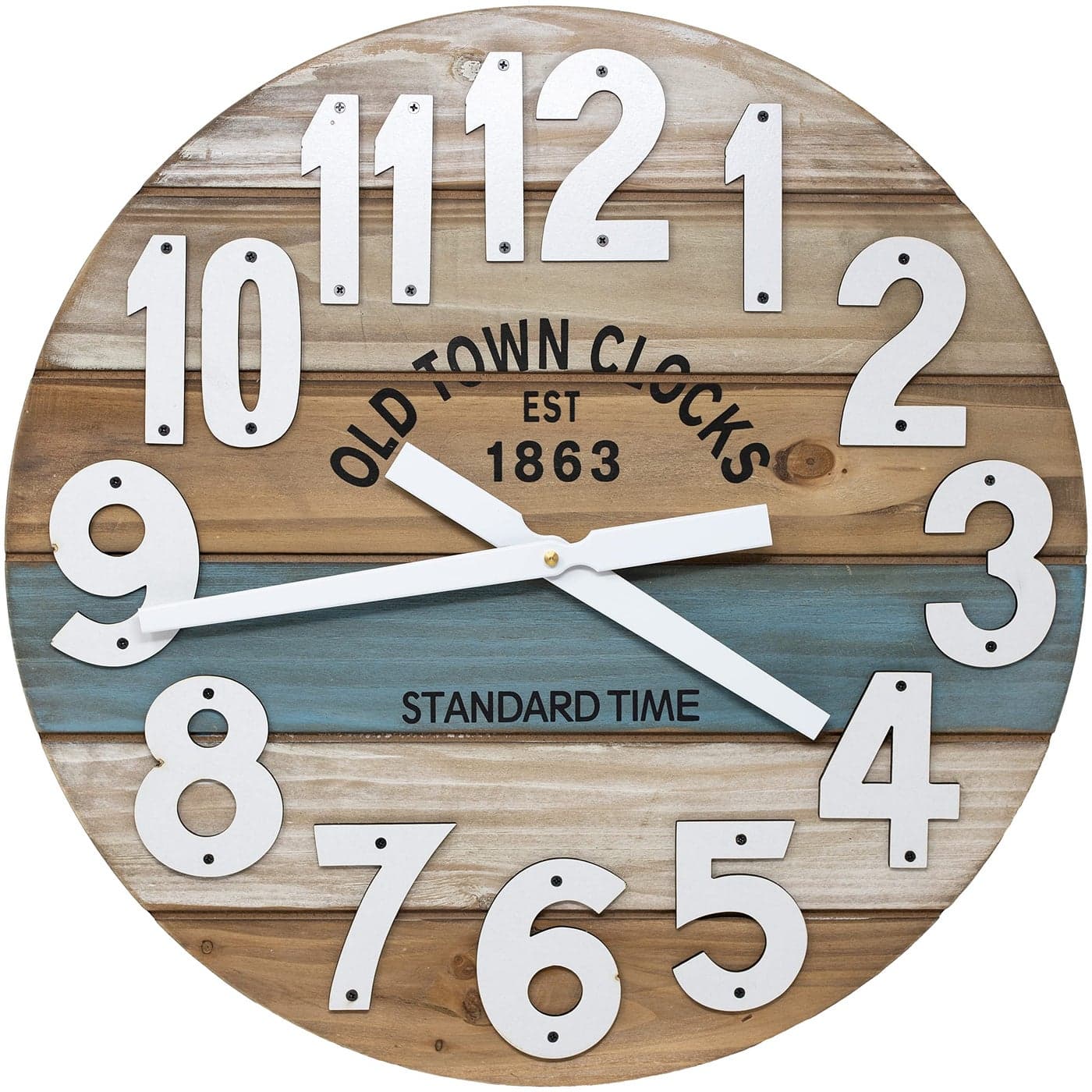 Oldtown Clocks 18 Wooden MultiColor Maritime Coastal Beach Large Number Wall Clock Blue 18 inch