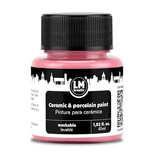 LMKreativ Ceramic Porcelain Paint 15 fl oz Pink Dishwasher Safe Glass and ceramic paint ideal for painting cups and porcelain creative projects on glass
