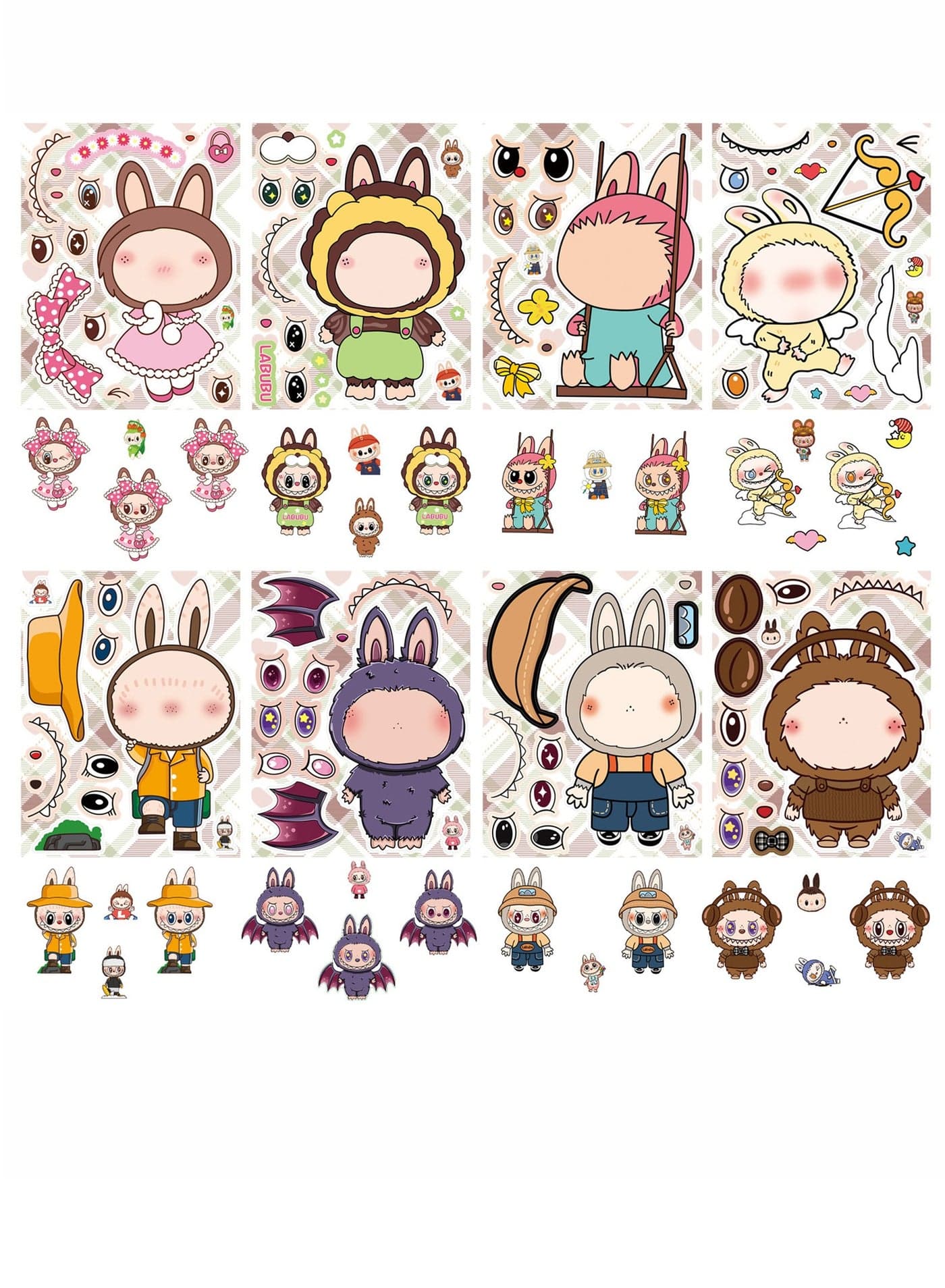 Cartoon puzzle face changing DIY stickers