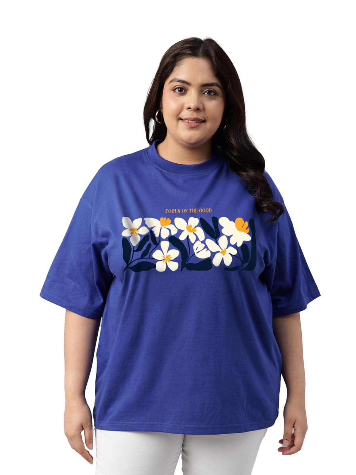 JUNEBERRY® 100% Pure Cotton Oversized Fit Latest & Trendy All Over Prints Half Sleeve Plus Size T-Shirt for Women & Girls (PS_JBFOTG_RB_3XL)